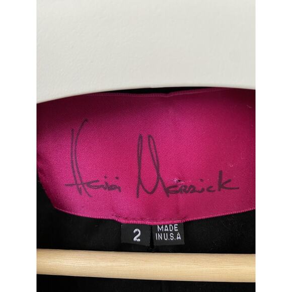 HEIDI MERRICK USA 2 One Button Colorblock Blazer Jacket Black Camel Tan - Picture 2 of 7